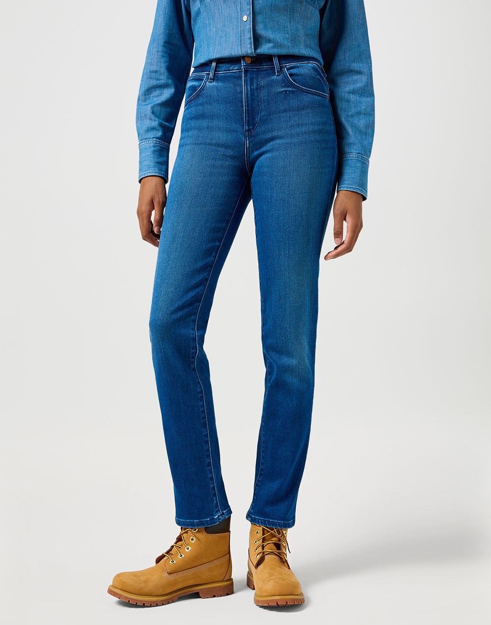 Wrangler Spodnie Damskie Straight Agate Blue 112356388