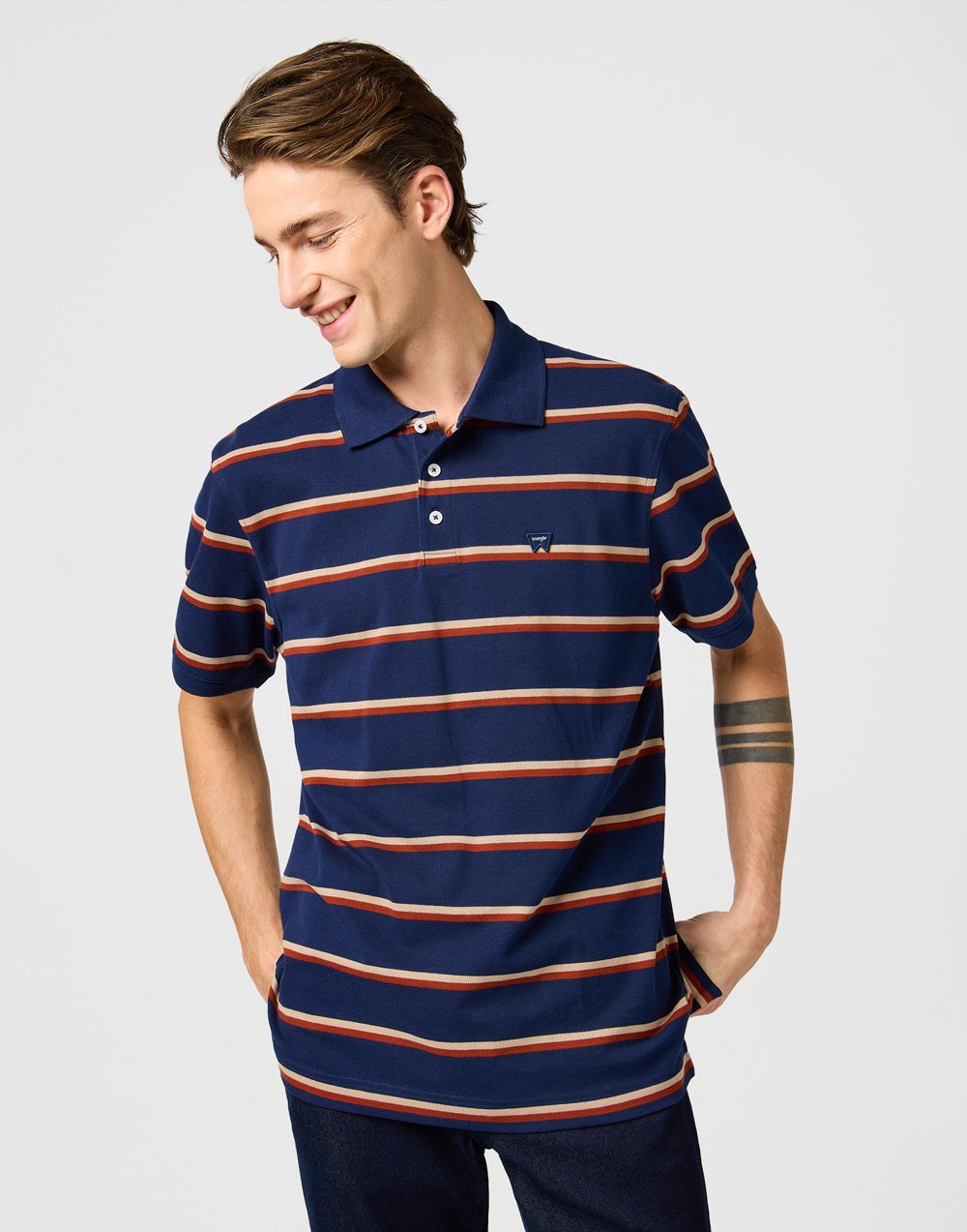 Koszulka Wrangler STRIPE POLO SHIRT 112362827 Navy
