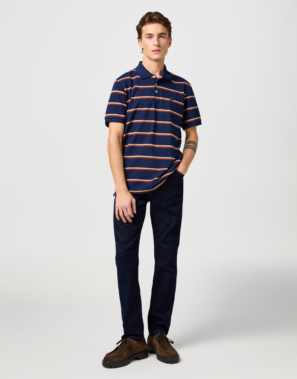 Koszulka Wrangler STRIPE POLO SHIRT 112362827 Navy
