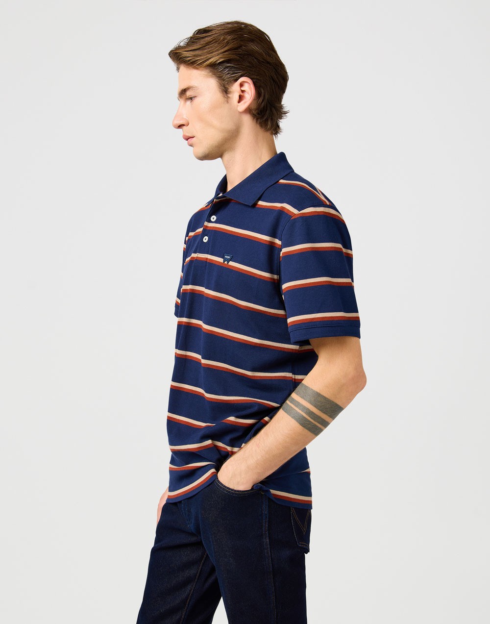 Koszulka Wrangler STRIPE POLO SHIRT 112362827 Navy