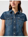 Koszula Wrangler SHRUNKEN SHIRT Crazy Indigo 112362604