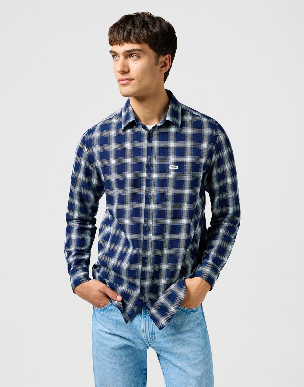 Koszula Wrangler 1 PKT SHIRT Indigo Plaid 112362897