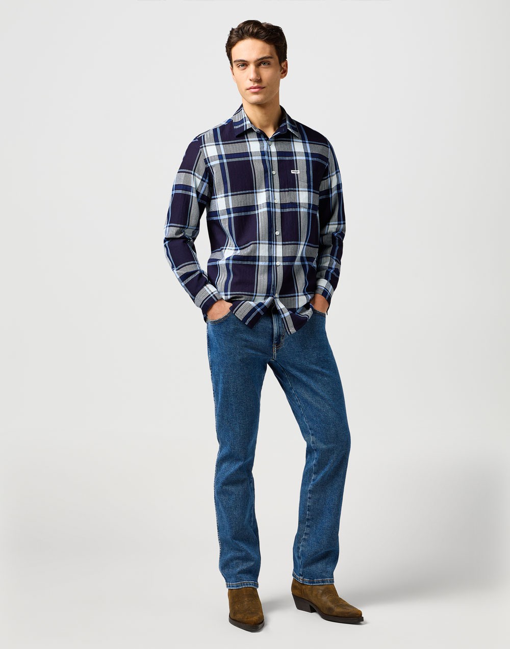 Koszula Wrangler 1 PKT SHIRT Large Indigo Plaid 112362898