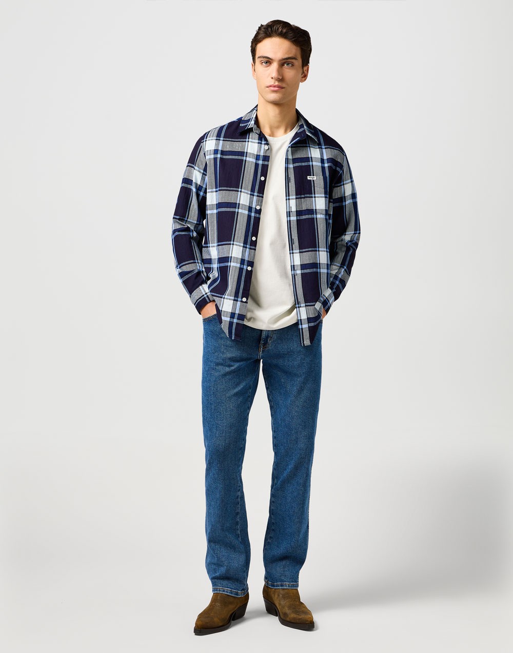 Koszula Wrangler 1 PKT SHIRT Large Indigo Plaid 112362898