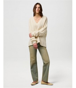 Sweter Wrangler V NECK CABLE KNIT 112370801 Ivory