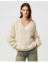 Sweter Wrangler V NECK CABLE KNIT 112370801 Ivory