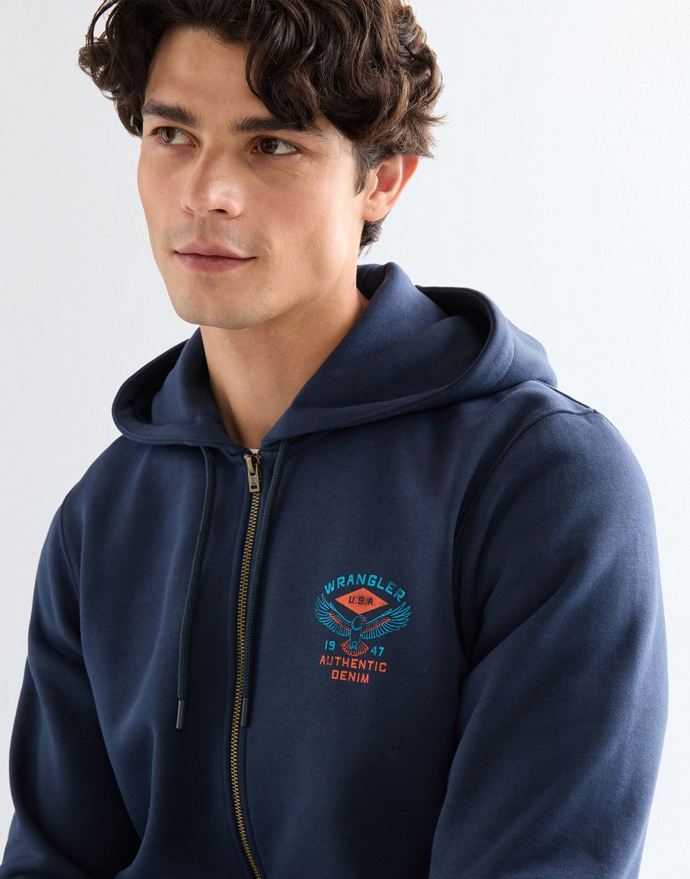Bluza Wrangler GRAPHIC ZIP HOODIE 112378028 Navy