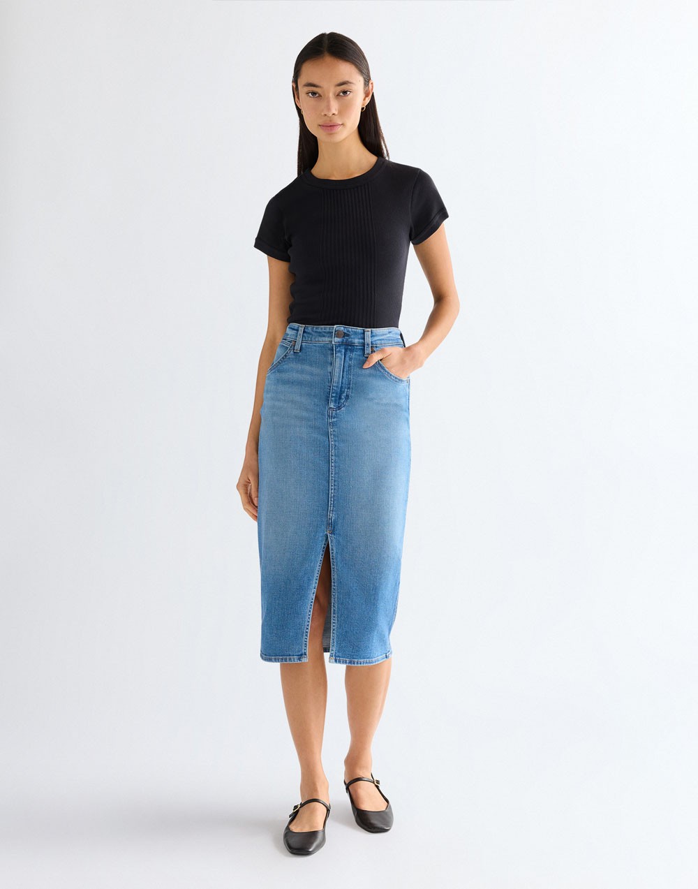 Spódnica Wrangler PENCIL SKIRT 112378225 Hazy Horizon
