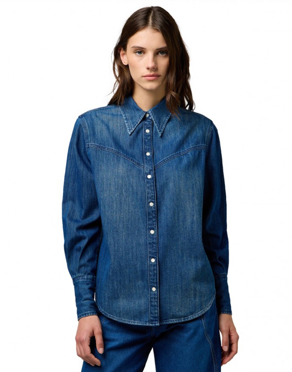 Koszula Wrangler YOKE DENIM SHIRT 112370794 Sparkle Blue