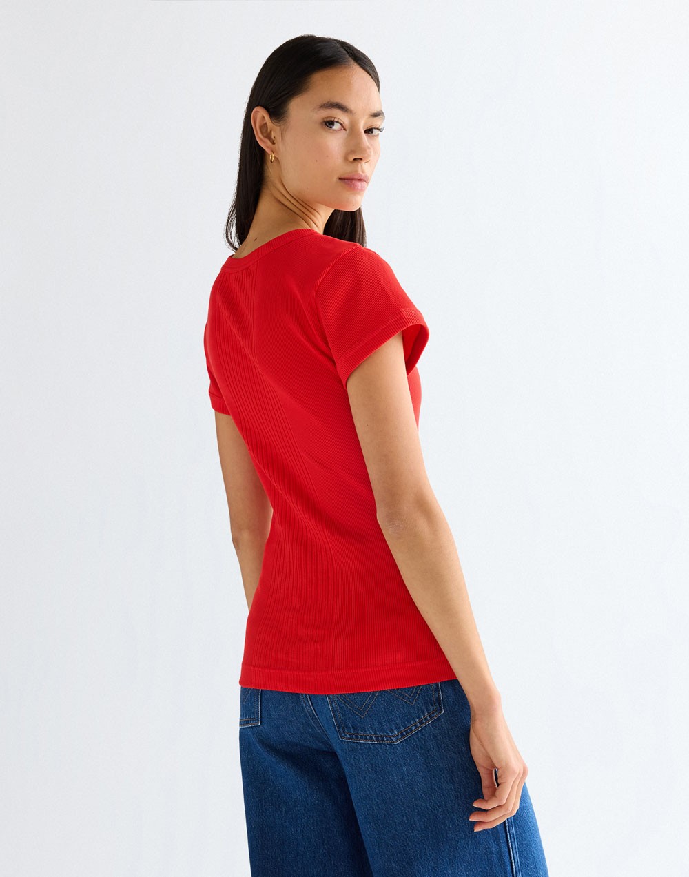 T-shirt Wrangler CAPPED RIB SHIRT 112380151 Flame Scarlet
