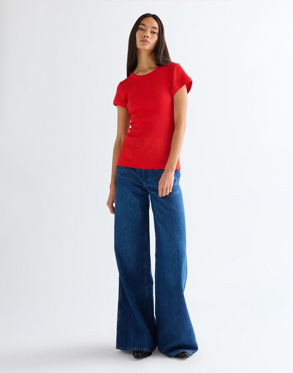 T-shirt Wrangler CAPPED RIB SHIRT 112380151 Flame Scarlet