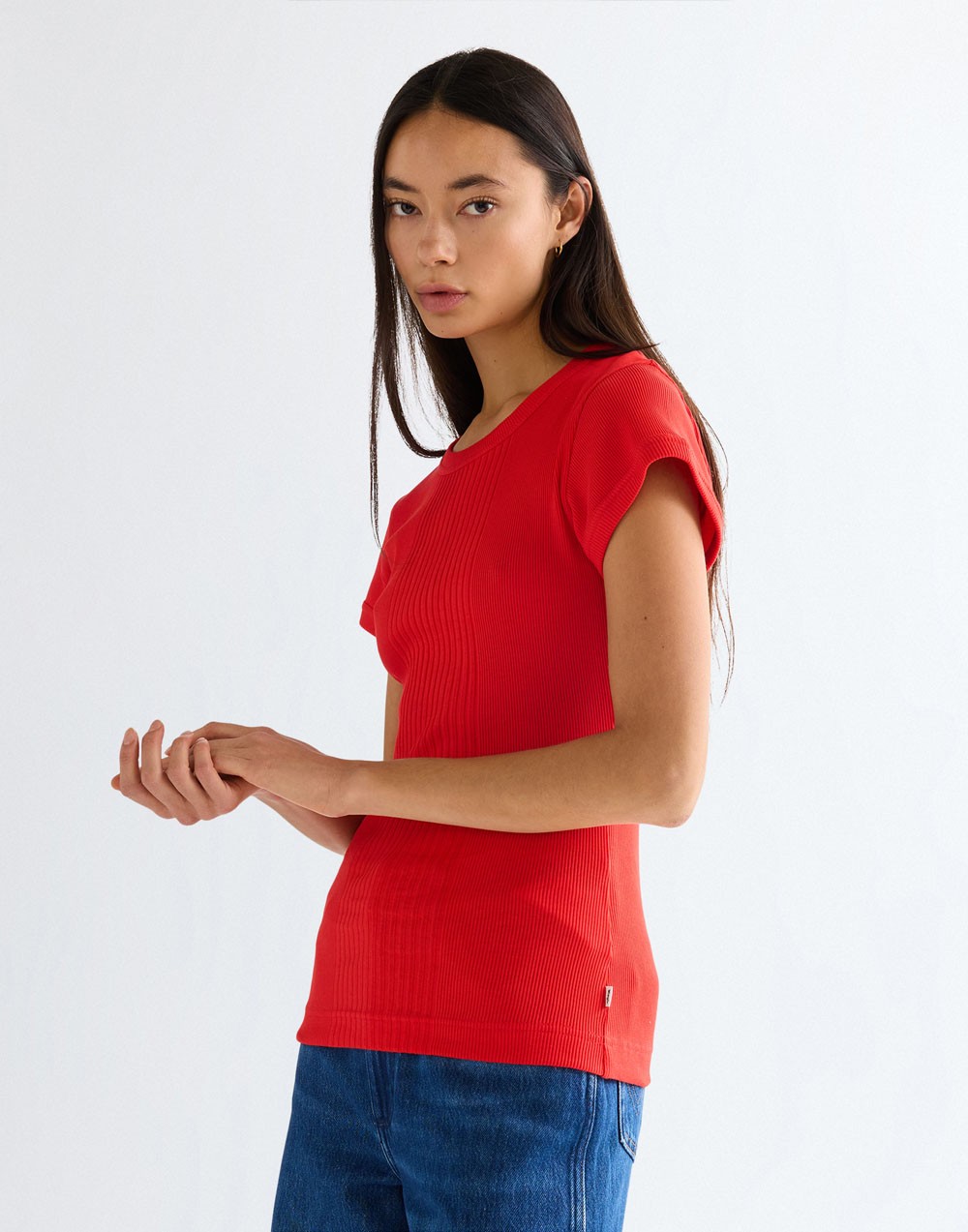 T-shirt Wrangler CAPPED RIB SHIRT 112380151 Flame Scarlet