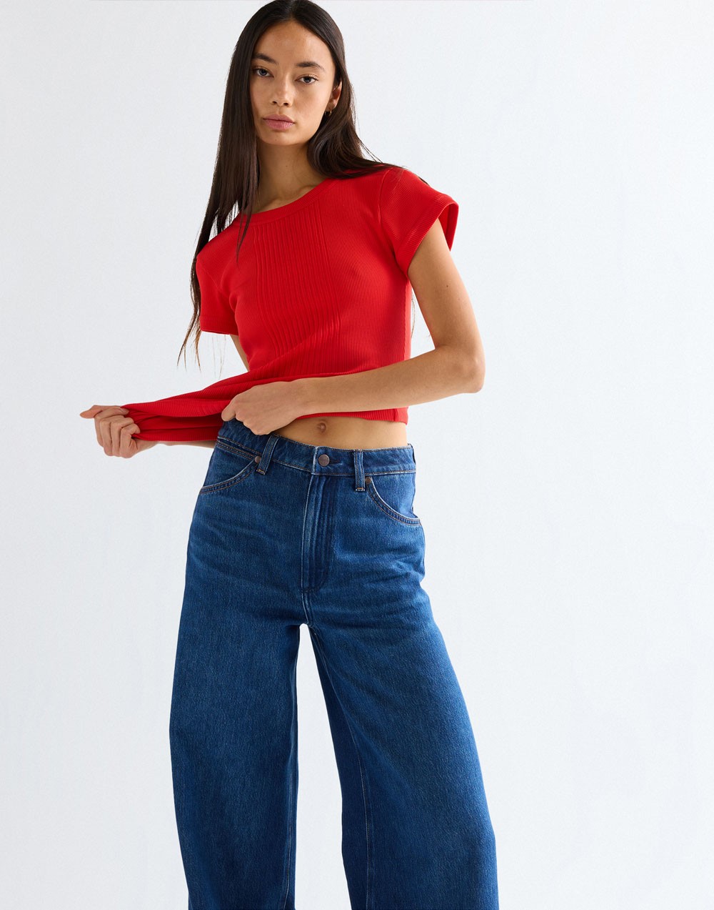 T-shirt Wrangler CAPPED RIB SHIRT 112380151 Flame Scarlet