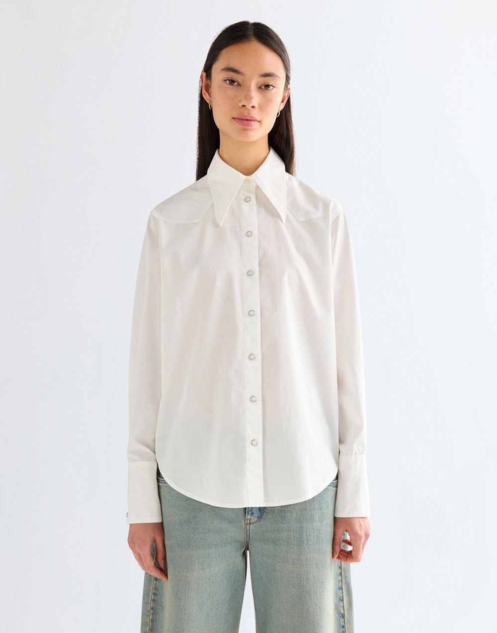 Koszula Wrangler DRAMA COLLAR SHIRT 112378112 Worn White