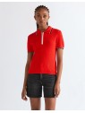 Koszulka Damska Wrangler Quarter Zip Polo Flame Scarlet 112378398