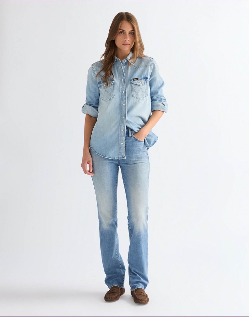 Jeansy Wrangler Straight 112378174 American Blue