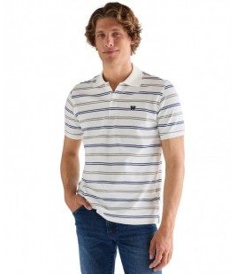 Koszulka Wrangler STRIPE POLO SHIRT 112378958 Worn White