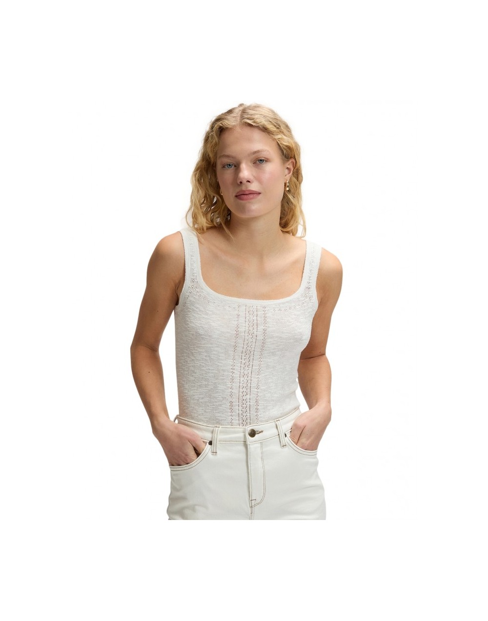 Koszulka Lee SLIM KNITTED TANK 112379275 Ecru