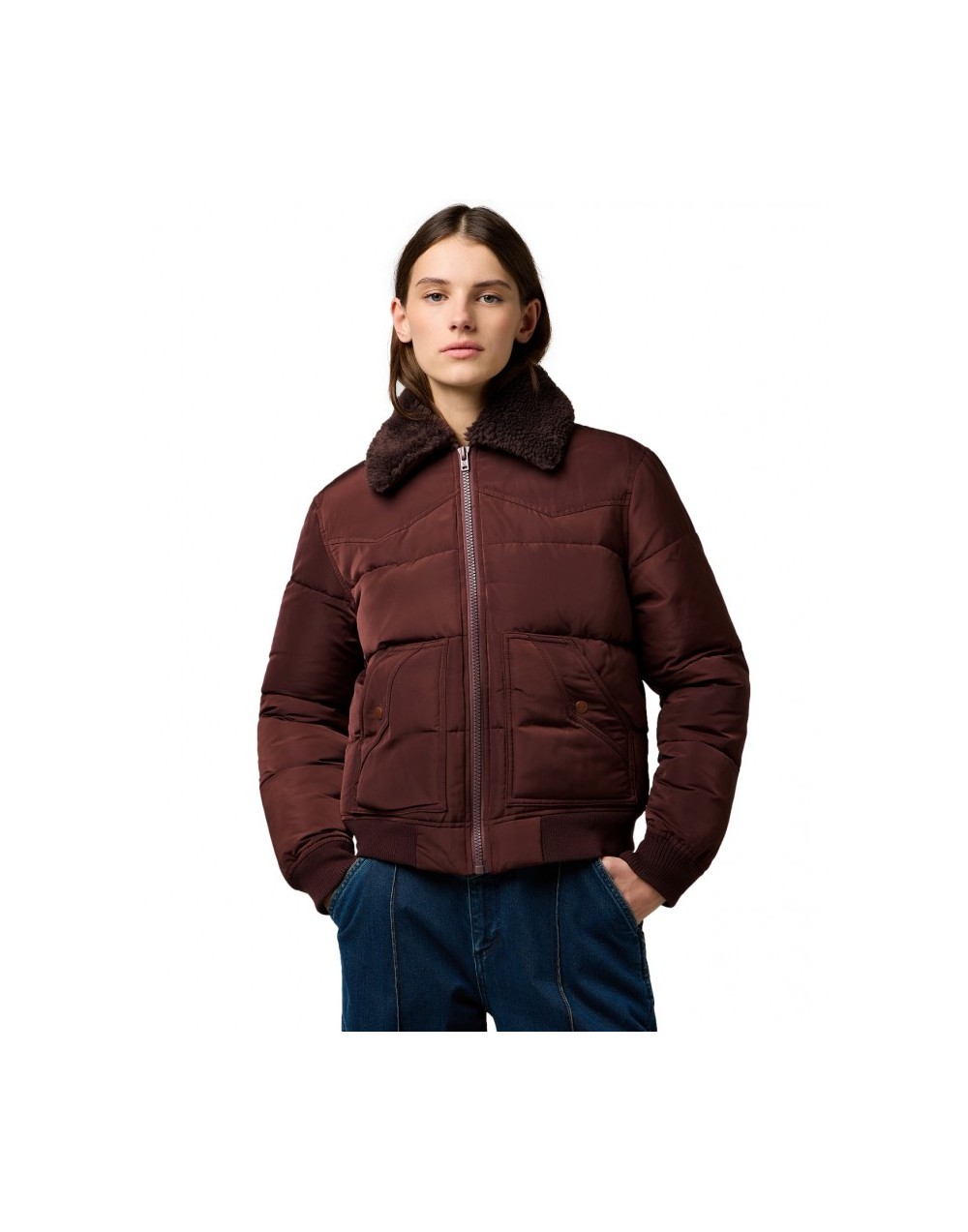 Kurtka Wrangler WESTERN PUFFER 112371084 Mahogany