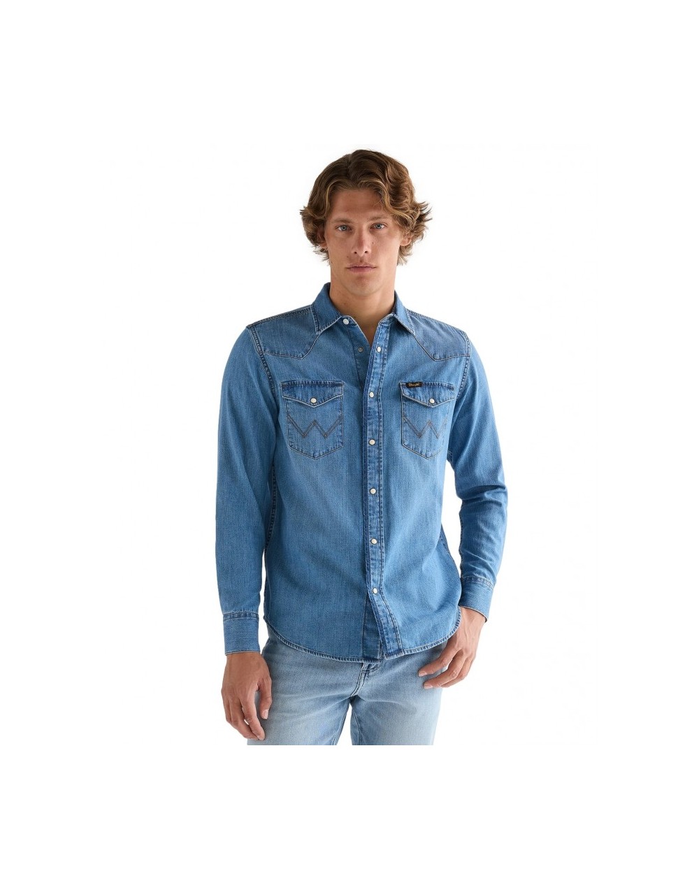 Koszula Wrangler WESTERN SHIRT 112378393 Mid Light Wash