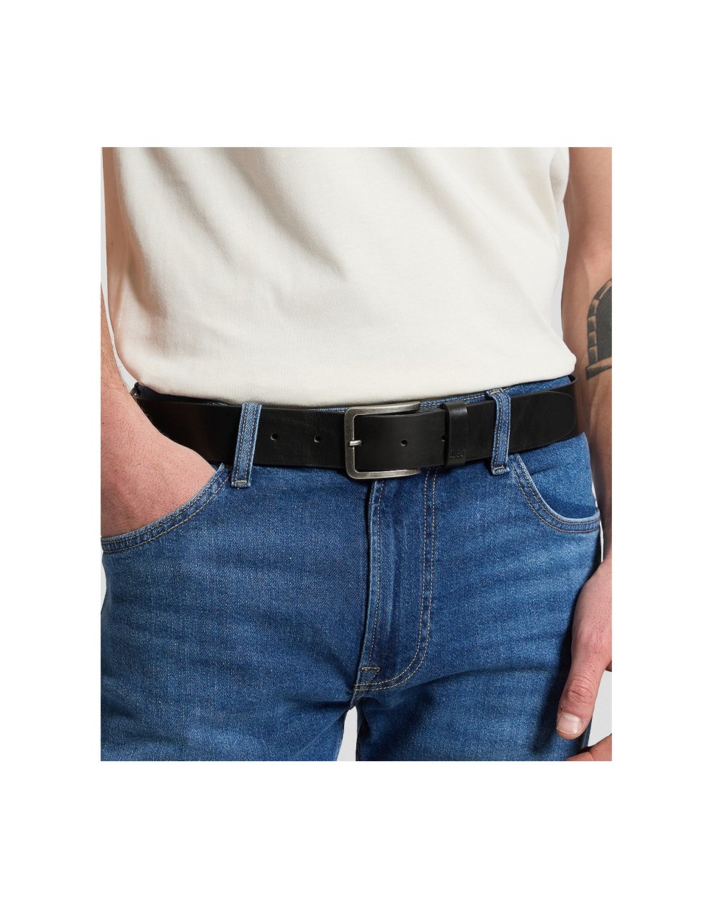 Pasek Lee EMBOSSED LOGO BELT 112387427 Black