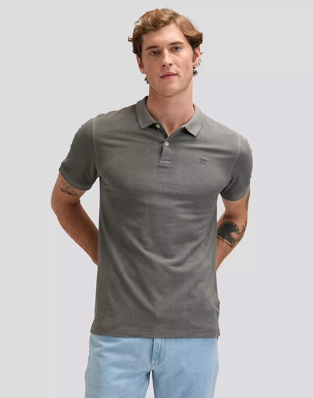 Koszulka Lee GARMENT DYE POLO 112376468 Static Gray