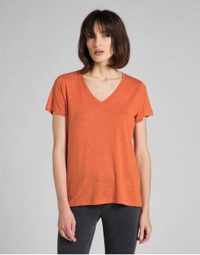 T-Shirt Lee V Neck Tee Desert Orange L41JENOB