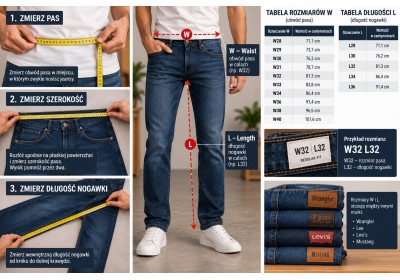Jak dobrać rozmiar jeansów W/L? Co oznaczają W30, W32, L30, L32 i L34?